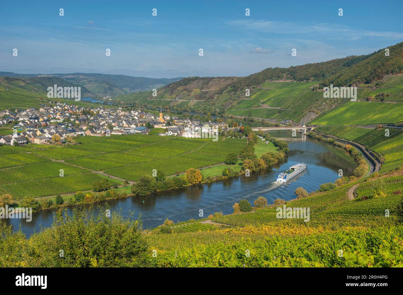 Vue sur Trittenheim, Moselle, Rhénanie-Palatinat, Allemagne Banque D'Images