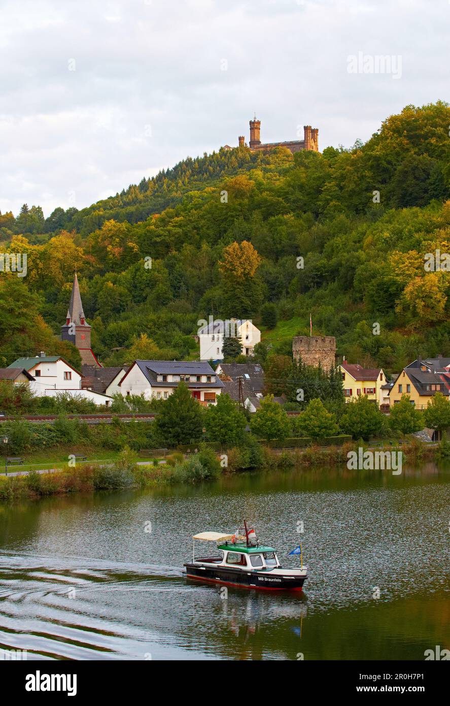 Balduinstein et Burg Schaumburg, Lahn, Westerwald, Rhénanie-Palatinat, Allemagne, Europe Banque D'Images