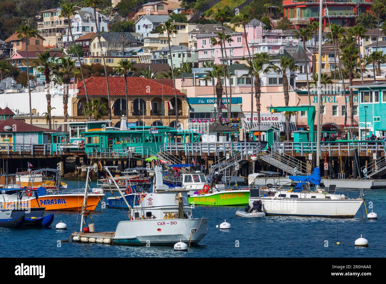 Green Pier, Avalon City, Catalina Island, Californie du Sud, États-Unis Banque D'Images