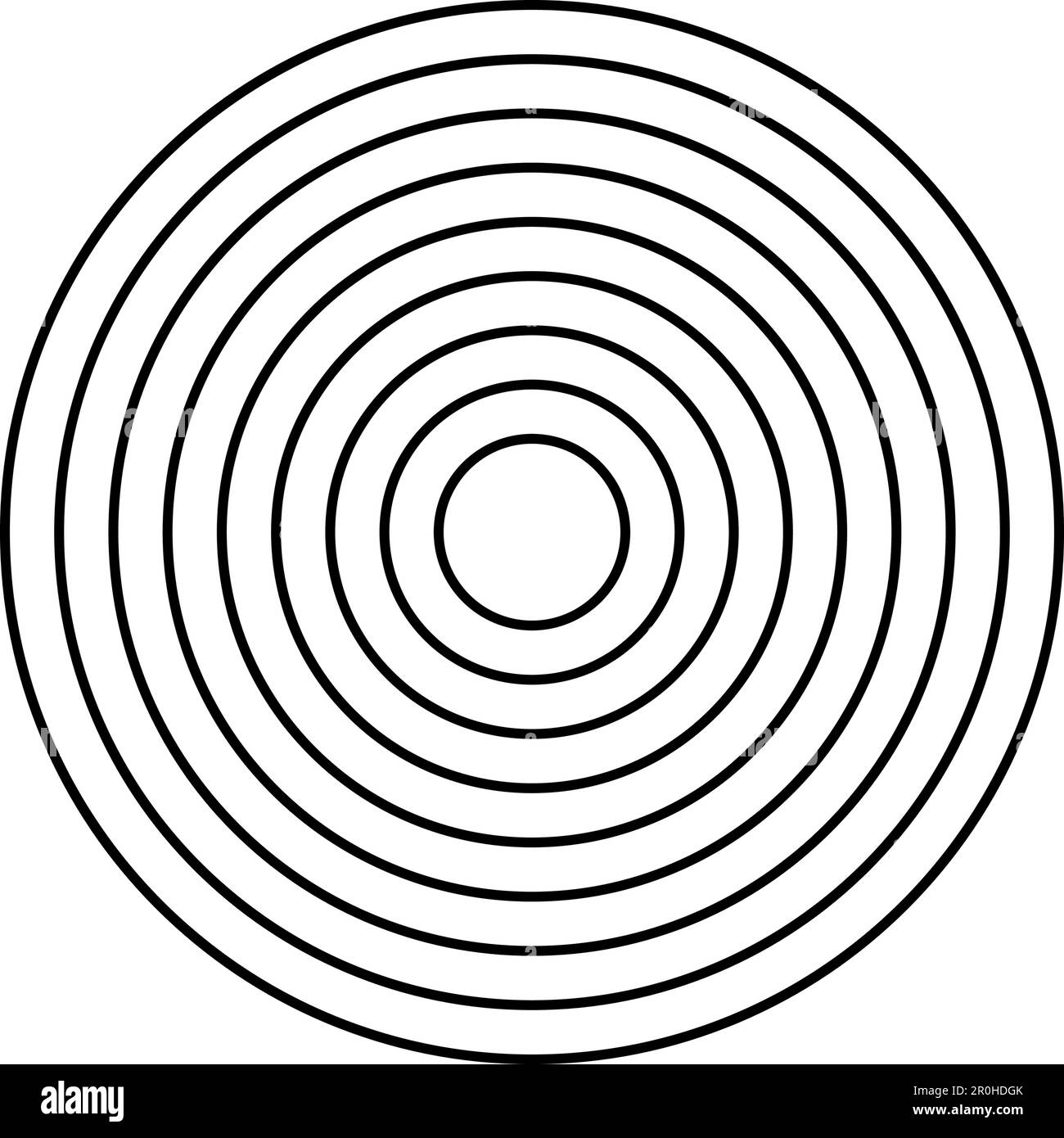 Cercles concentriques isolés sur fond blanc. Cible, onde radar, onde sonore, onde solaire, signaux sonores. Illustration graphique vectorielle Illustration de Vecteur