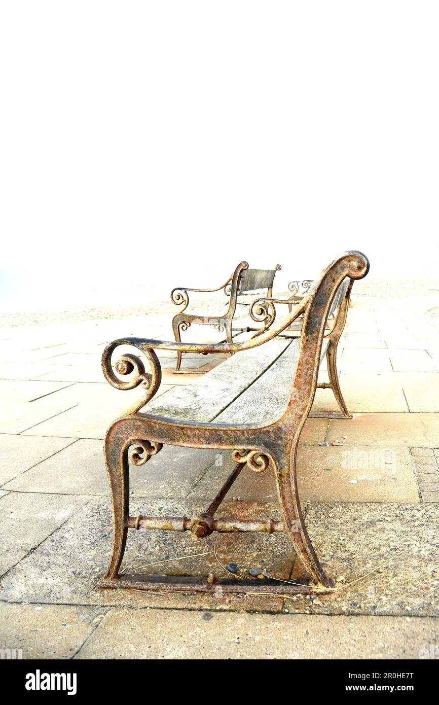 Bancs de style victorien sur la plage de Skagen, Danemark, Skagen Banque D'Images