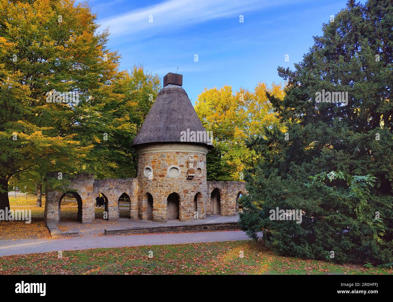 tour de hibou, l'ancienne maison de hibou dans l'ancien zoo, Allemagne, Rhénanie-du-Nord-Westphalie, Munster Banque D'Images