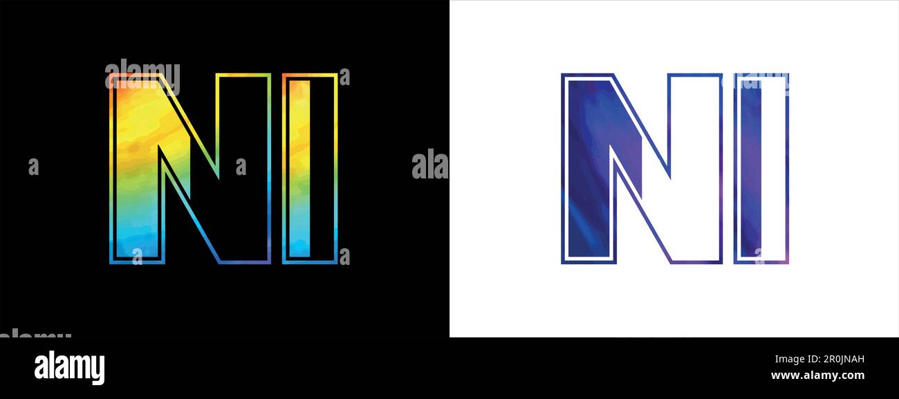 Modèle de vecteur de conception de logo ni de lettre. Logo luxueux et moderne pour l'identité de l'entreprise Illustration de Vecteur