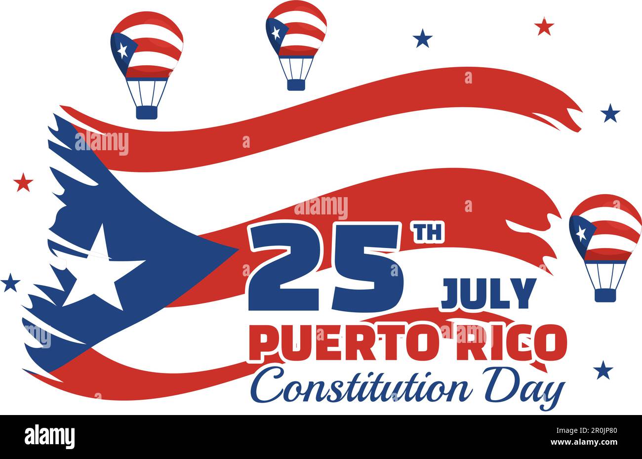 Illustration du vecteur de la fête de la Constitution de Porto Rico avec drapeau de la main dans un dessin animé pour les modèles d'arrière-plan de la page d'arrivée Illustration de Vecteur