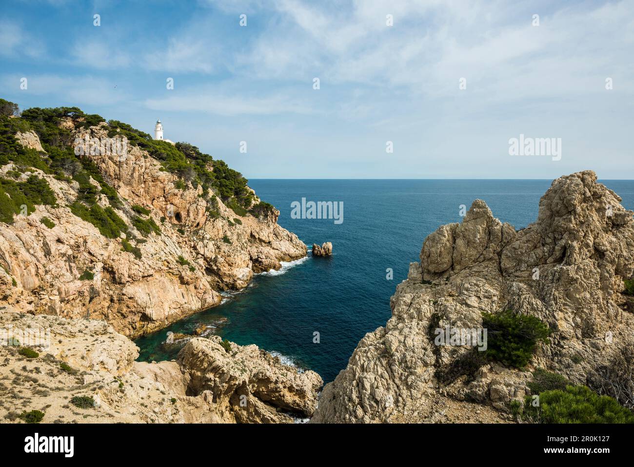 Leuchtturm, Punta de Capdepera, Cala Ratjada, Majorque, Iles Baléares, Espagne Banque D'Images