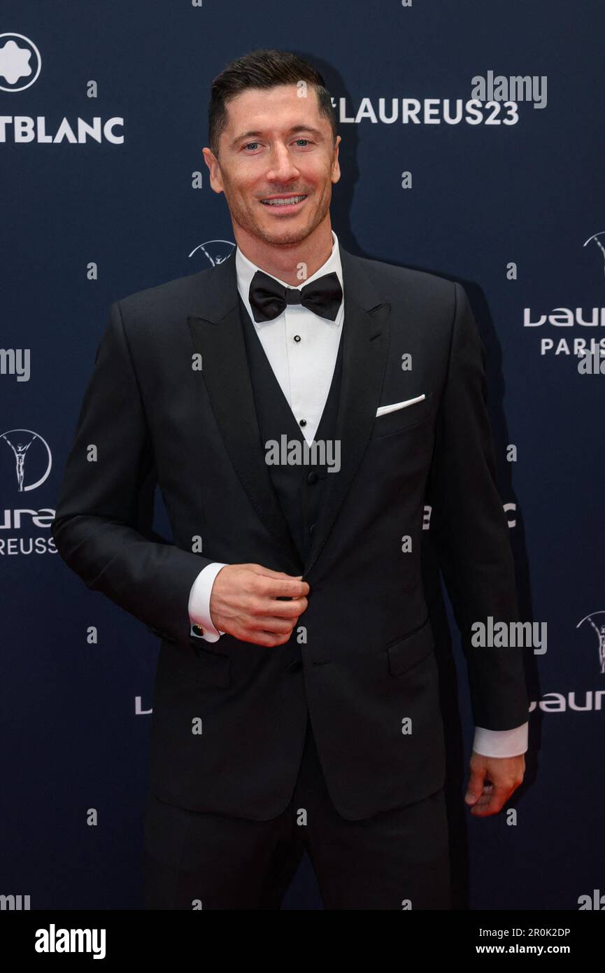 Robert Lewandowski arrive aux Laureus World Sport Awards 2023 tapis rouge de Paris à Cour Vendôme sur 08 mai 2023 à Paris, France. Photo de Laurent ZabulonABACAPRESS.COM Banque D'Images