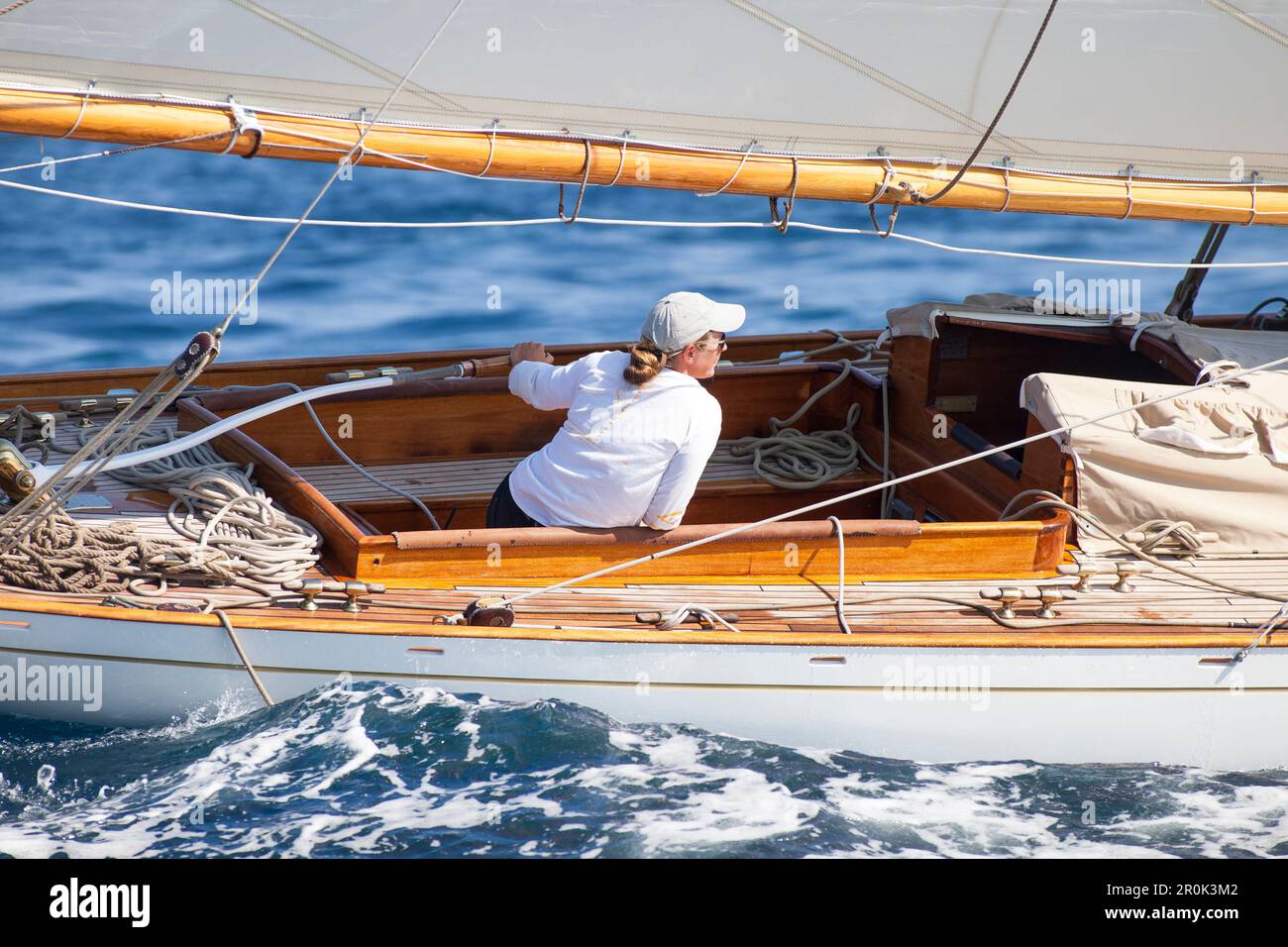 'Yacht ''Eva'', architecte naval William Fife III 1906, Classic Sailing Regatta ''les voiles de St. Tropez'', Saint-Tropez Tropez, Côte d'Azur, France Banque D'Images