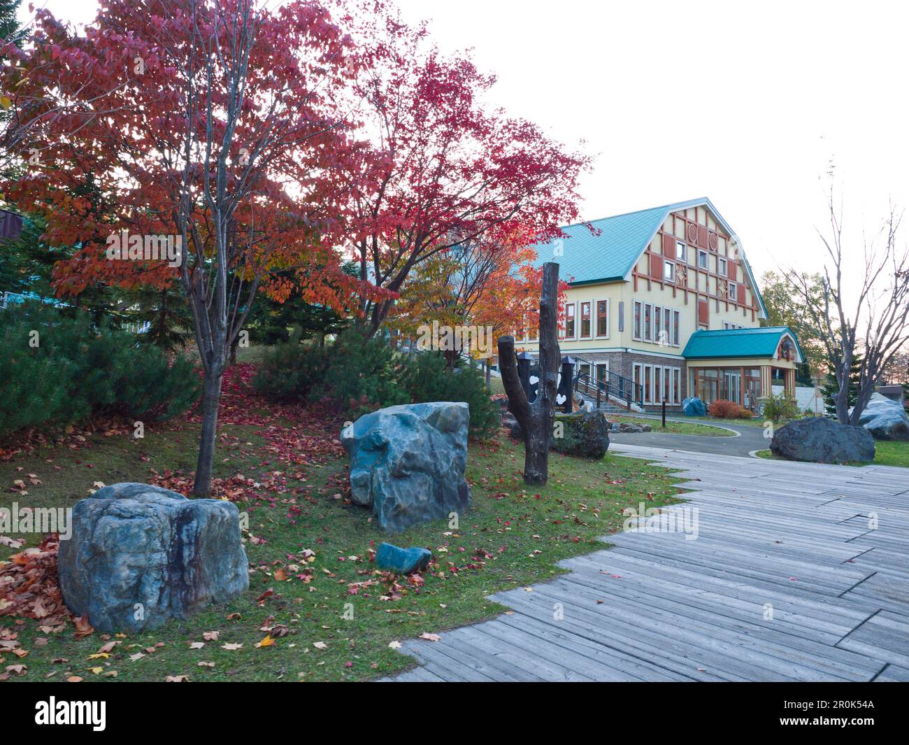 Paysage urbain du village d'Akan dans la ville de Kushiro, Hokkaido, Japon. Banque D'Images