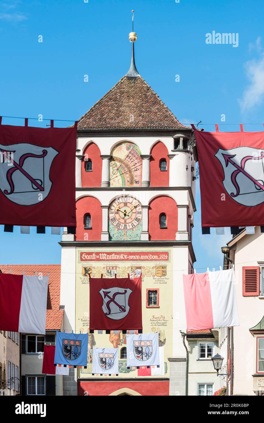 Martin's Gate dans la vieille ville historique, Wangen im Allgaeu, Bade-Wurtemberg, Allemagne Banque D'Images