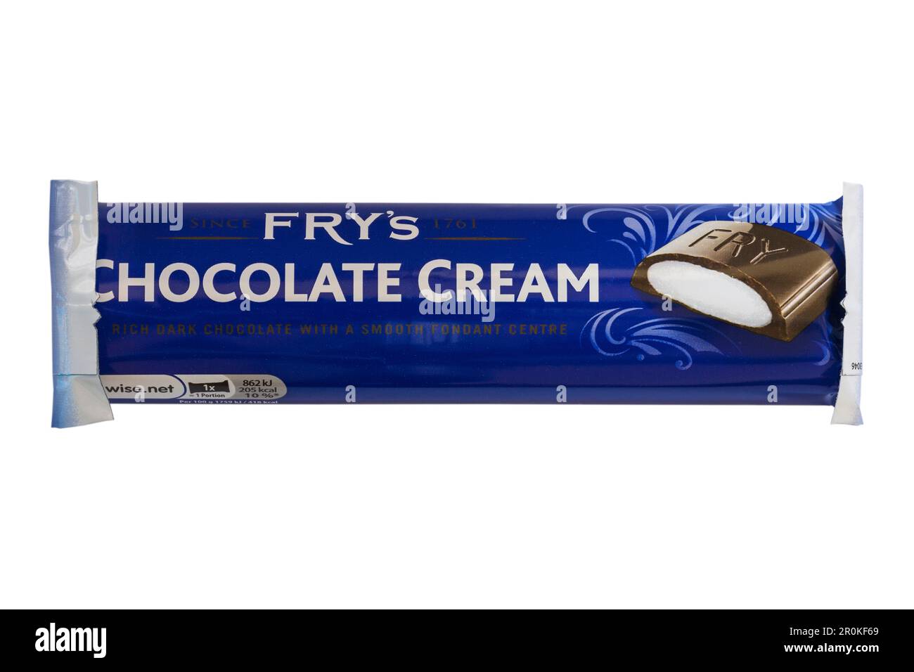 Bar de crème au chocolat de Frys isolé sur fond blanc - chocolat avec un centre fondant Banque D'Images