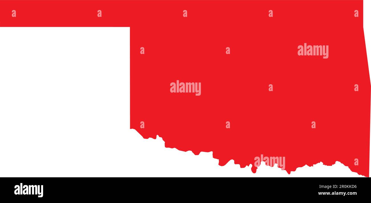 Carte COULEUR CMJN ROUGE de L'OKLAHOMA, Etats-Unis Illustration de Vecteur
