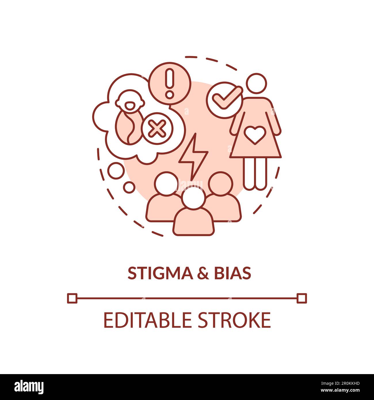 Icône rouge de la stigmatisation et du biais Illustration de Vecteur