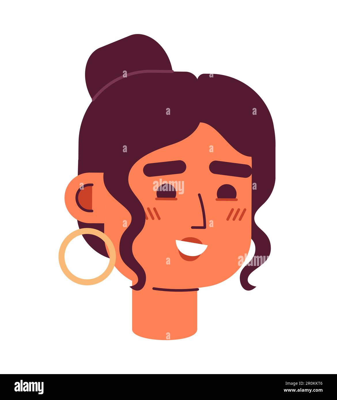 Happy latina femme portant des paniers semi-plat vecteur tête de personnage Illustration de Vecteur