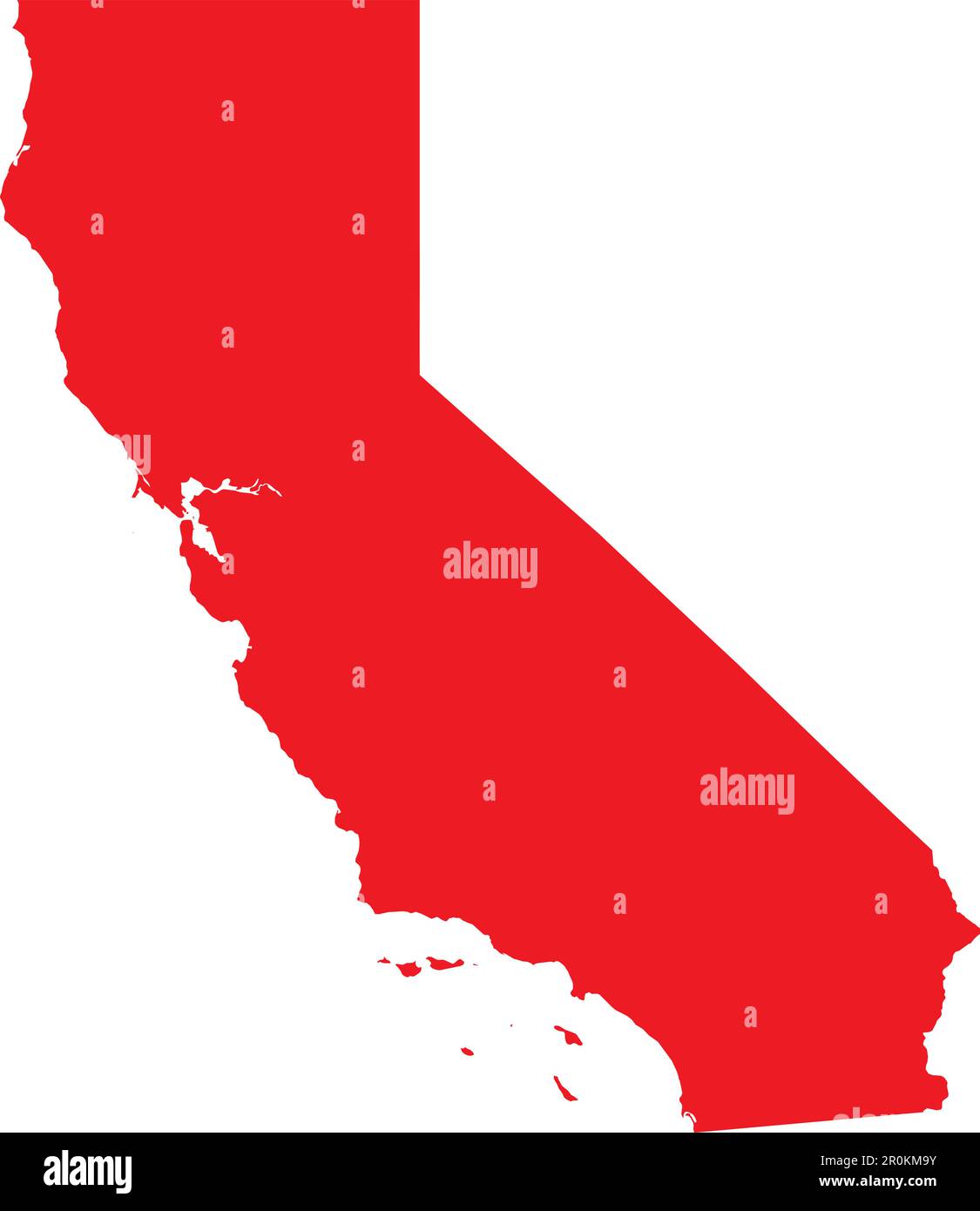 Carte COULEUR CMJN ROUGE de CALIFORNIE, Etats-Unis Illustration de Vecteur