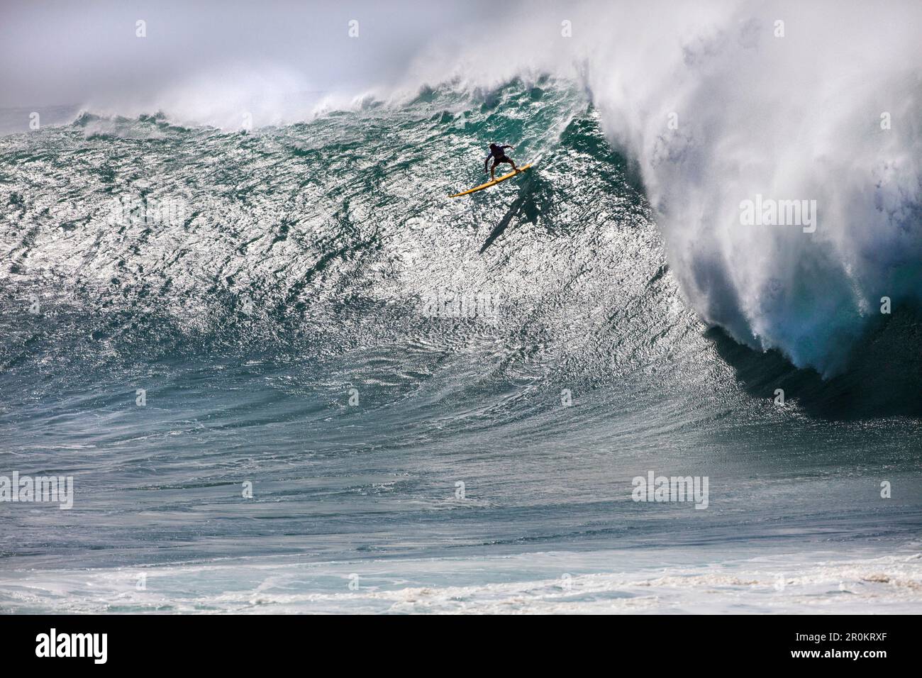 HAWAII, Oahu, Côte-Nord, Eddie Aikau, 2016, les surfeurs en compétition dans l'Eddie Aikau big wave 2016 compétition de surf, Waimea Bay Banque D'Images
