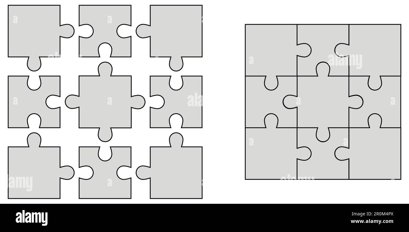Définissez les éléments du puzzle, le vecteur vierge du puzzle Jigsaw pour créer une infographie, une présentation commerciale, un puzzle de modèle Illustration de Vecteur