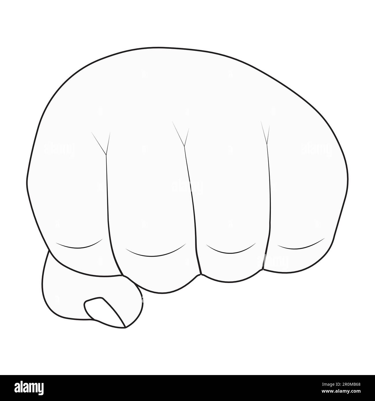 la main de l'homme s'est accrochée dans le poing, les contours, le vecteur concept de force le courage et l'opposition, le logo du club de combat Illustration de Vecteur