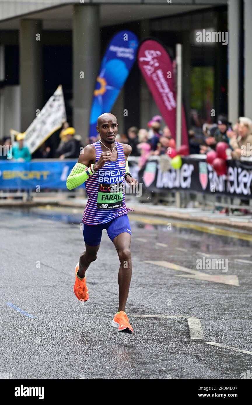 Sir Mo Farah (GBR), Canary Wharf, 2023 London, Marathon d'élite masculine, Royaume-Uni Banque D'Images