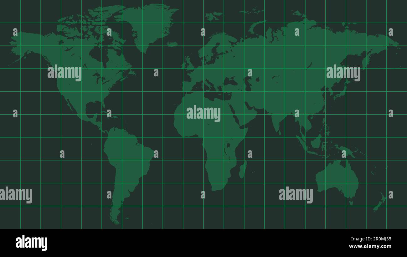 carte du monde terre, style de matrice de radar vert foncé Illustration de Vecteur