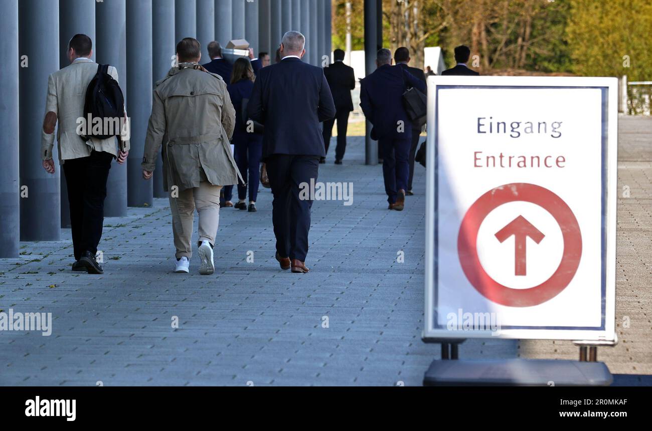 Rostock, Allemagne. 09th mai 2023. Le salon de la défense maritime 'technologie de défense sous-marine (UDT)' commence à la HanseMesse. Près de 1 500 000 visiteurs sont attendus au salon de trois jours et plus de 70 entreprises du secteur de la défense et de la technologie y seront présentées. Credit: Bernd Wüstneck/dpa/Alay Live News Banque D'Images