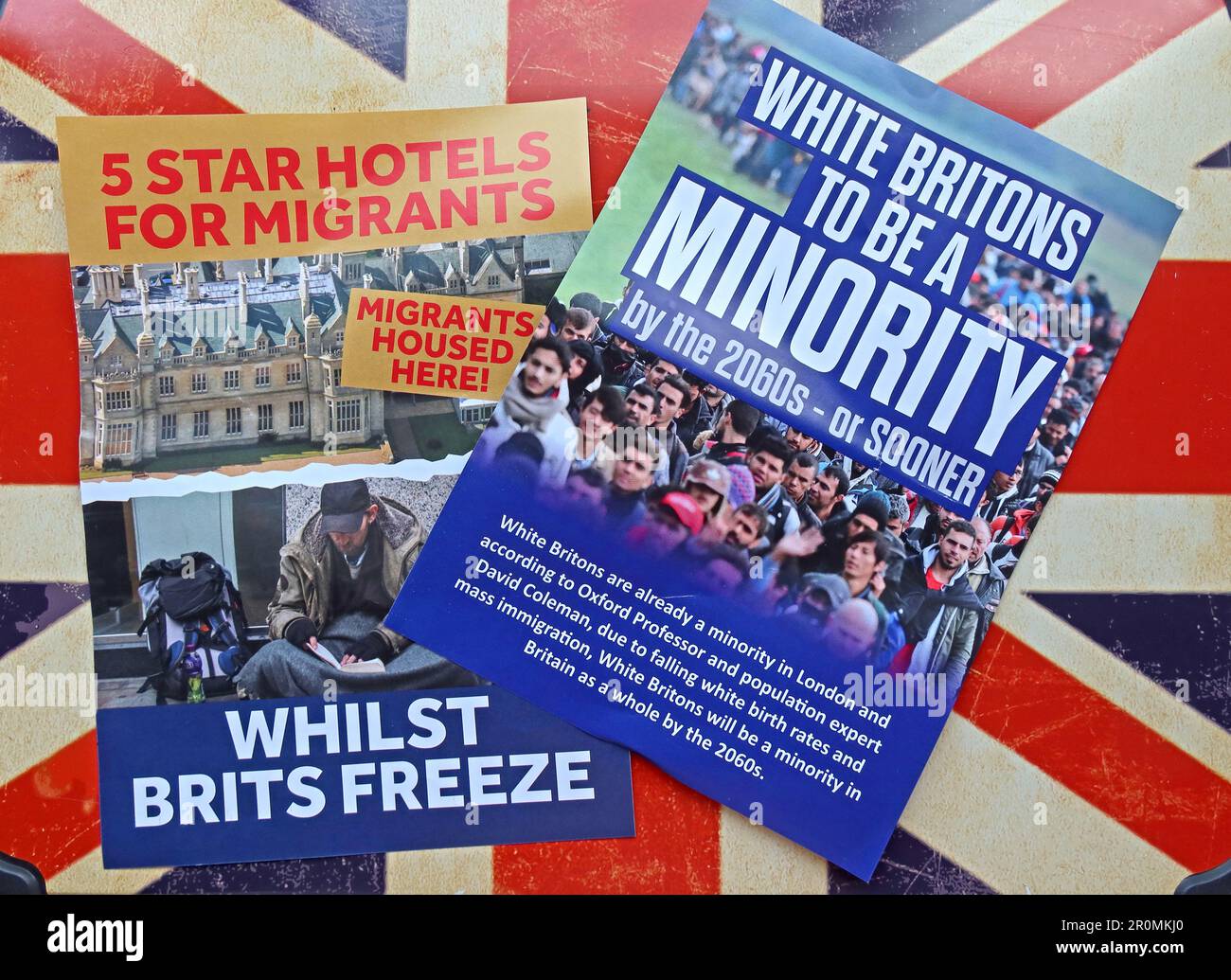 Prospectus électoraux du conseil d'extrême droite antipatriotique, Warrington, Cheshire, Angleterre, Royaume-Uni, WA4 1NN - les Britanniques blancs seront minoritaires Banque D'Images