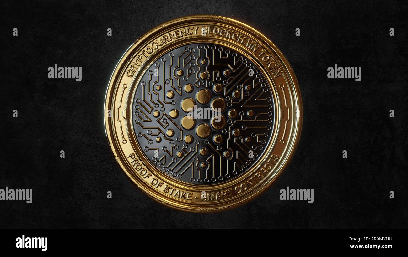 Illustration de la pièce de monnaie crypto-monnaie sur fond noir Banque D'Images