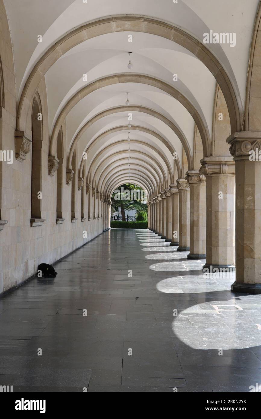 Colonnade au musée Joseph Staline de Gori, Géorgie Banque D'Images