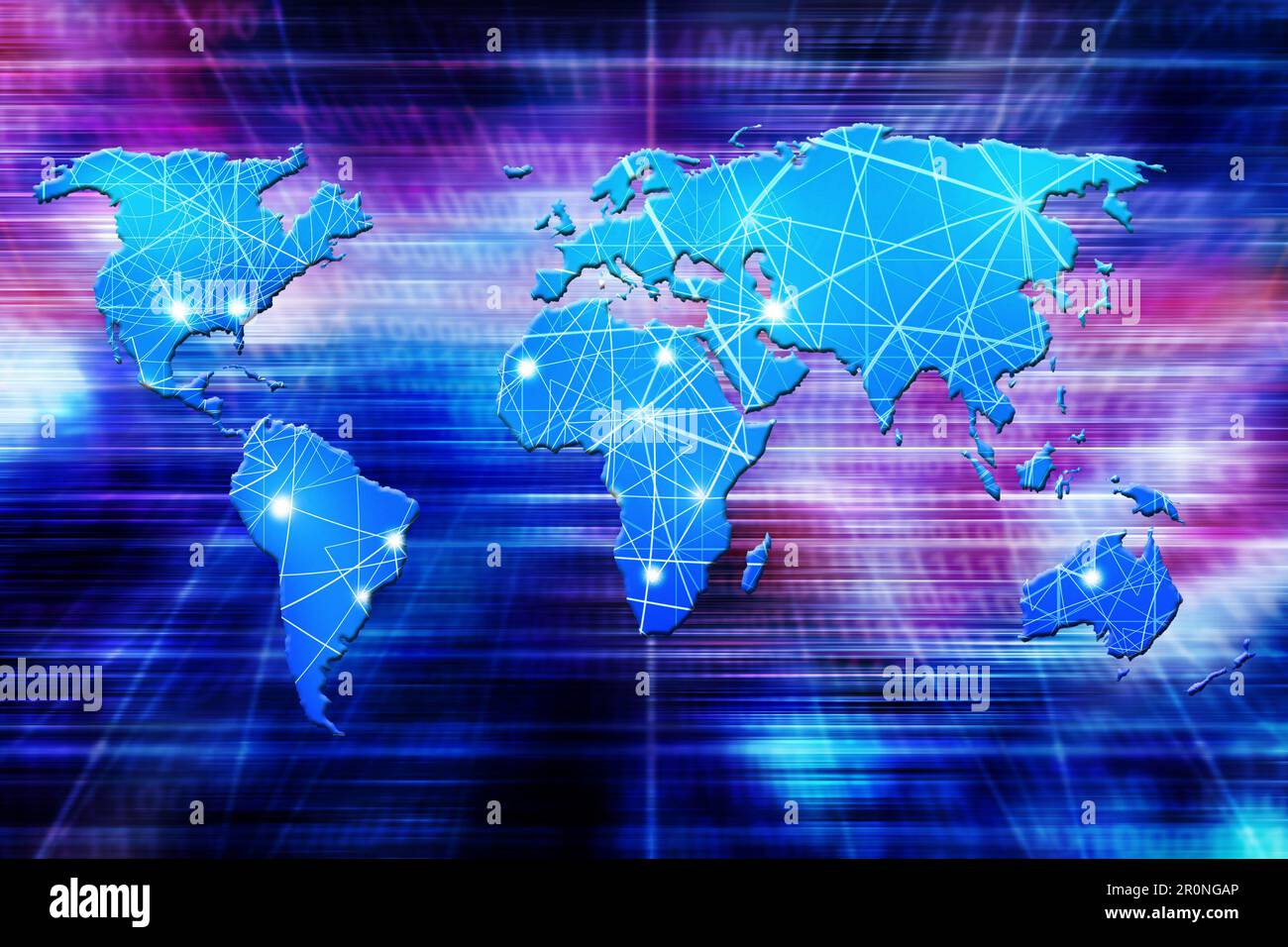 carte et liens du monde, concept de connexions de réseaux mondiaux Banque D'Images
