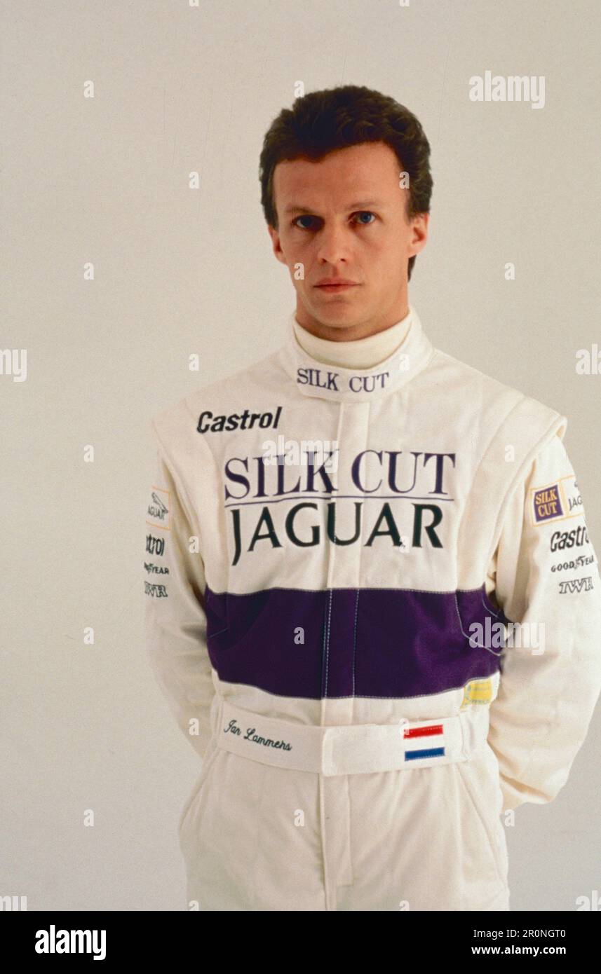 Pilote de course Jan Lammers de l'équipe Jaguar Silk Cut, 1990 Banque D'Images