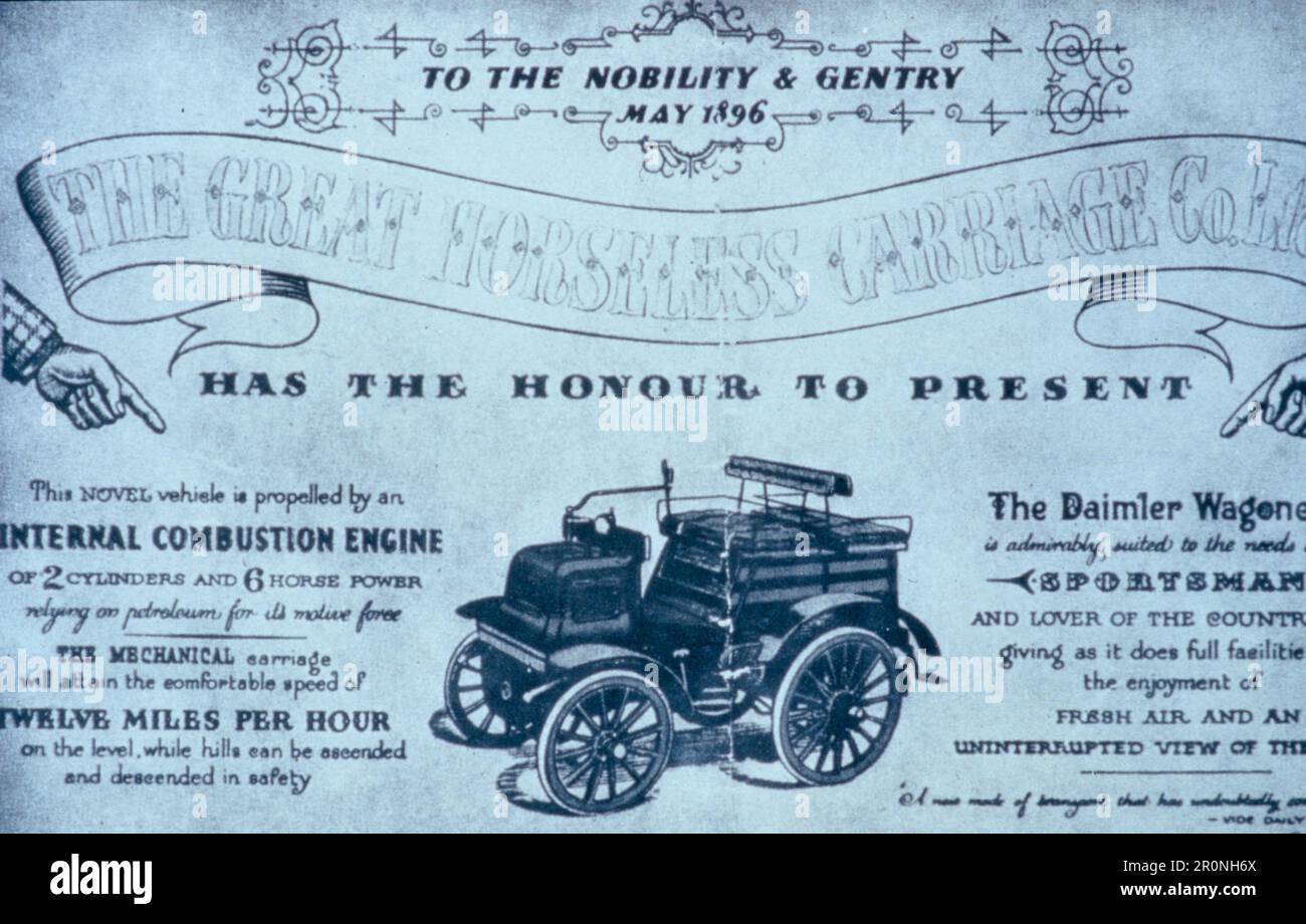 Daimler Wagonette Publicité, Royaume-Uni 1896 Banque D'Images
