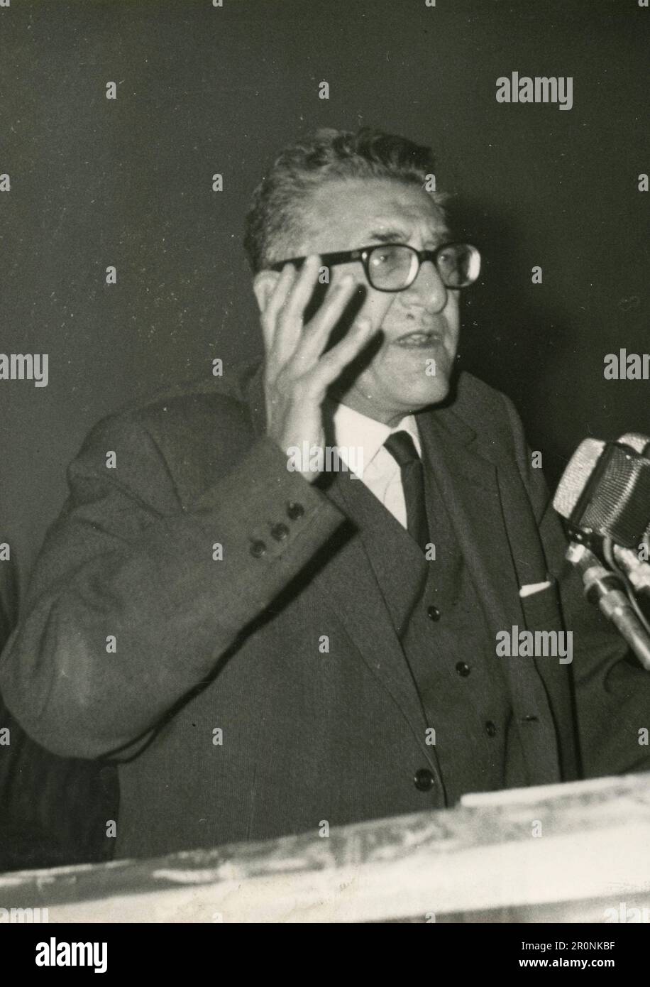 Homme politique socialiste italien Riccardo Lombardi, Italie 1960s Banque D'Images