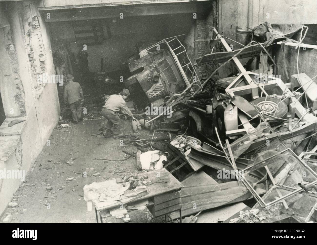 Ruines et naufrages après la Seconde Guerre mondiale, Italie 1940s Banque D'Images