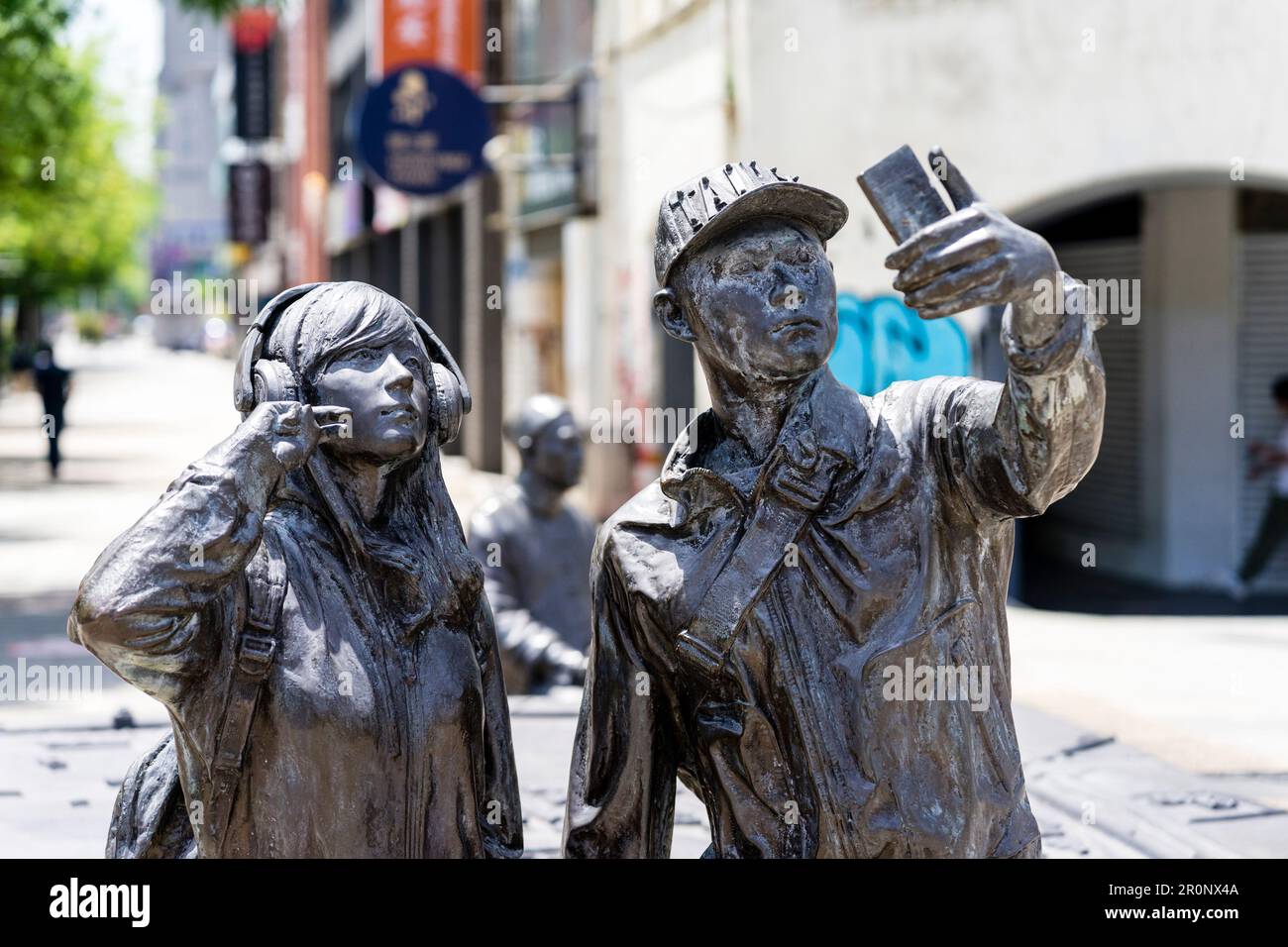 Statues de bronze selfie à Ximendong (Taipei/Taïwan) Banque D'Images