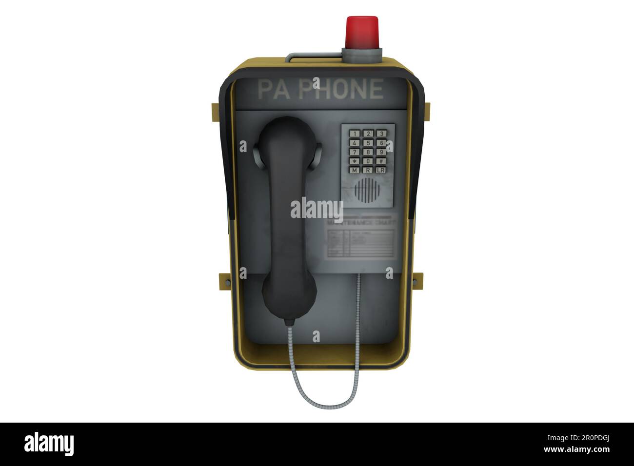Téléphone d'urgence public industriel avec sirène rouge 3D rendu Banque D'Images