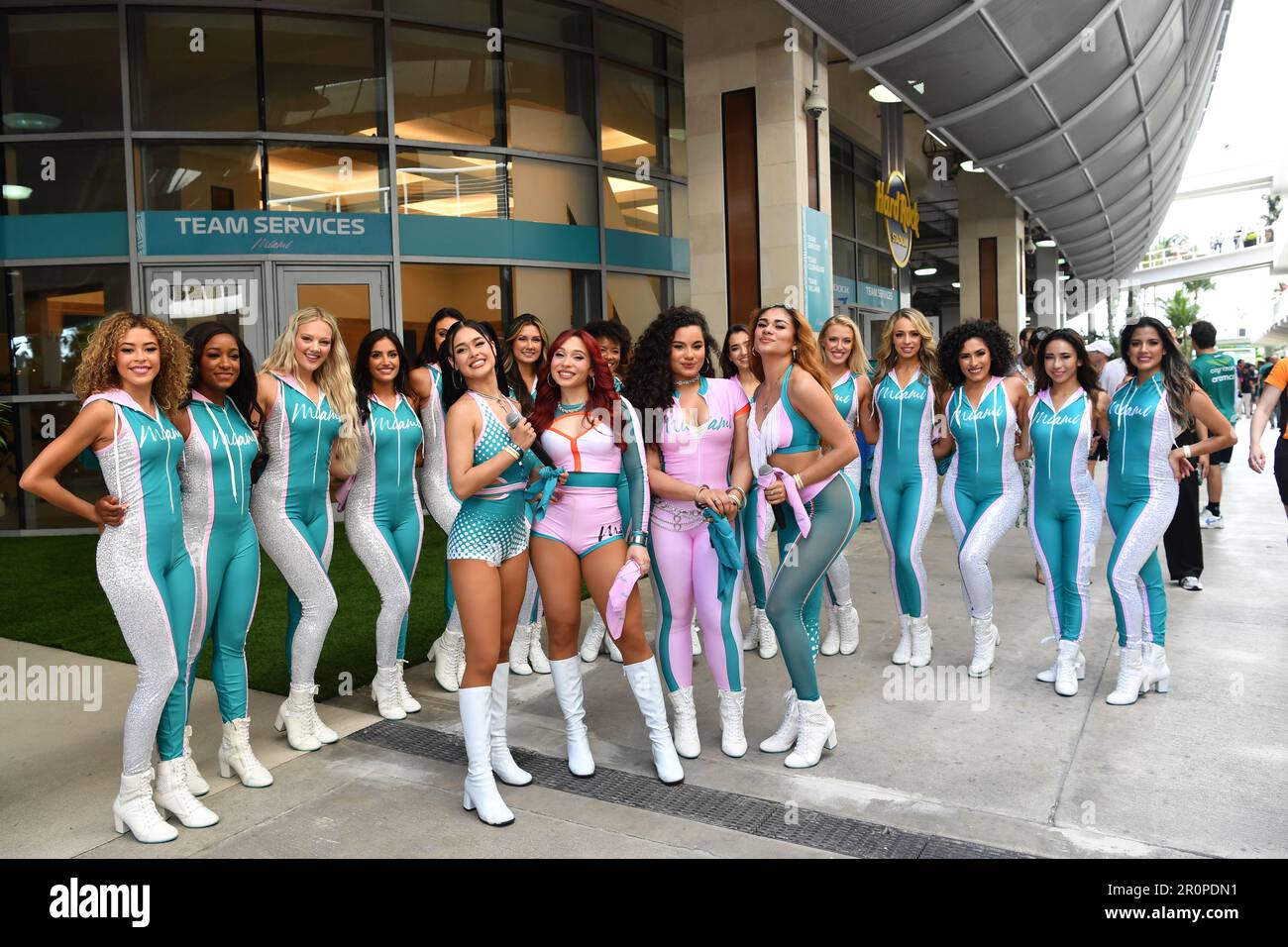 Miami, États-Unis. 07th mai 2023. MIAMI, Floride, États-Unis 07. 2023 mai; Dolphins cheerleaders, FIA Grand Prix de MIAMI Formule 1 dans les jardins de Miami autour du stade américain de football des dauphins, F1 aux Etats-Unis, raceday, image payante - crédit photo: © ATP images/Paolo PEDICELLI (PEDICELLI Paolo/ATP/SPP) crédit: SPP Sport Press photo. /Alamy Live News Banque D'Images