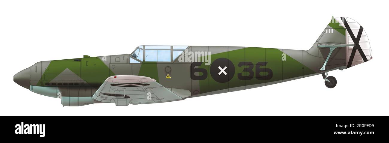 Messerschmitt BF 109B (6○36) piloté par Harro Harder du 1.J/88 de la Legion Condor, automne 1937 Banque D'Images