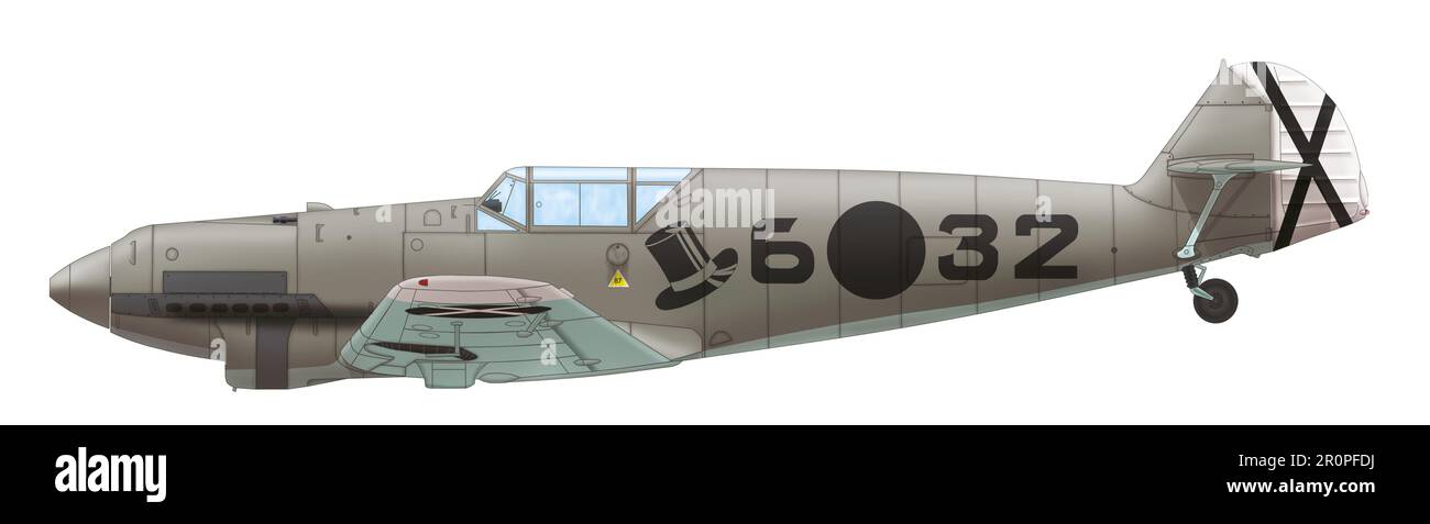 Messerschmitt BF 109B (6○32) piloté par Reinhard Seiler du 2.J/88 de la Legion Condor, 1937 Banque D'Images