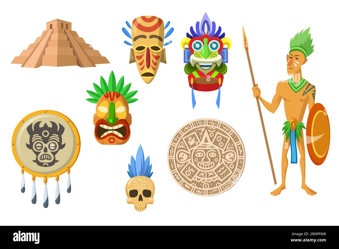 Ensemble d'objets anciens Aztec Illustration de Vecteur