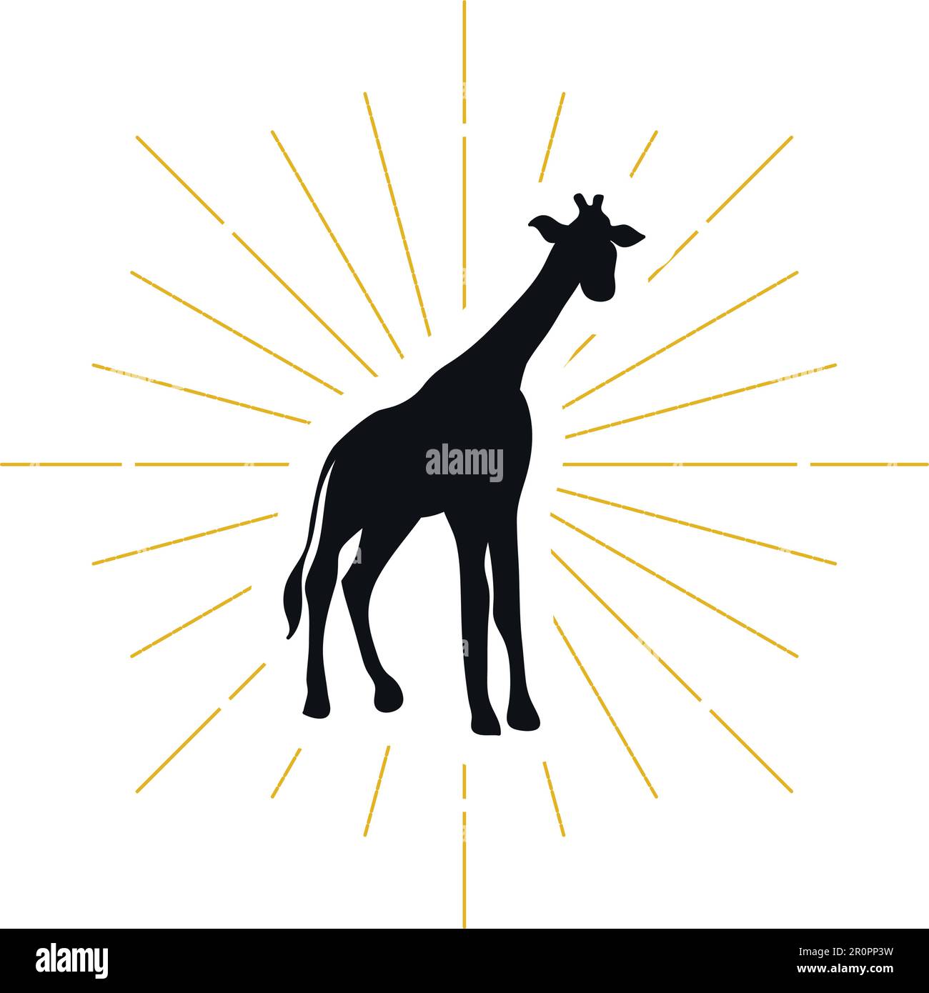 Logo de silhouette de girafe rétro. Signe du Sahara sauvage et logotype vintage. Icône Zoo. Symbole africain. Vecteur Illustration de Vecteur