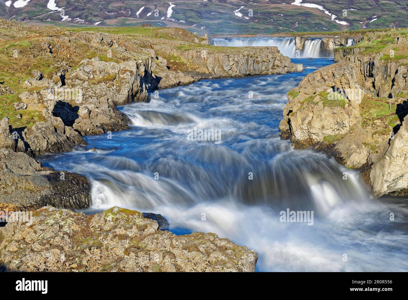 Cascade Geitafoss, cascade Godafoss, cascade des dieux, rivière Skjalfandafljot, Laugar, région de Pingeyjarsveit, Islande Banque D'Images