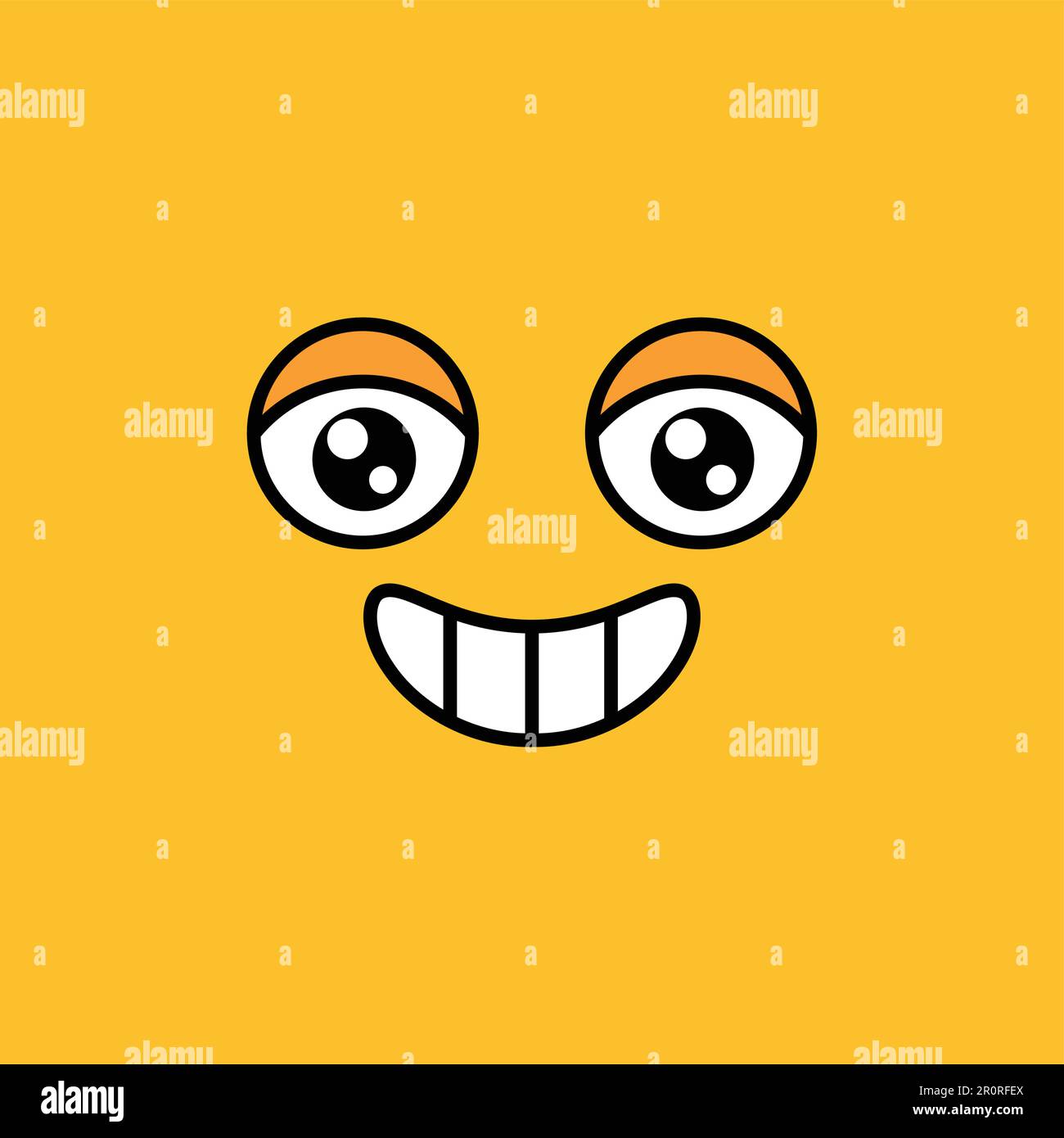 Illustration joyeuse de vecteur emoji. Émoticone, visage de dessin animé de médias sociaux avec grand sourire Illustration de Vecteur