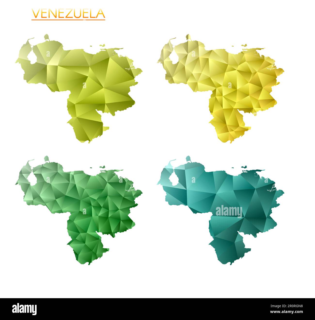 Ensemble de cartes polygonales vectorielles du Venezuela. Carte dégradée lumineuse du pays dans le style poly bas. Illustration de Vecteur