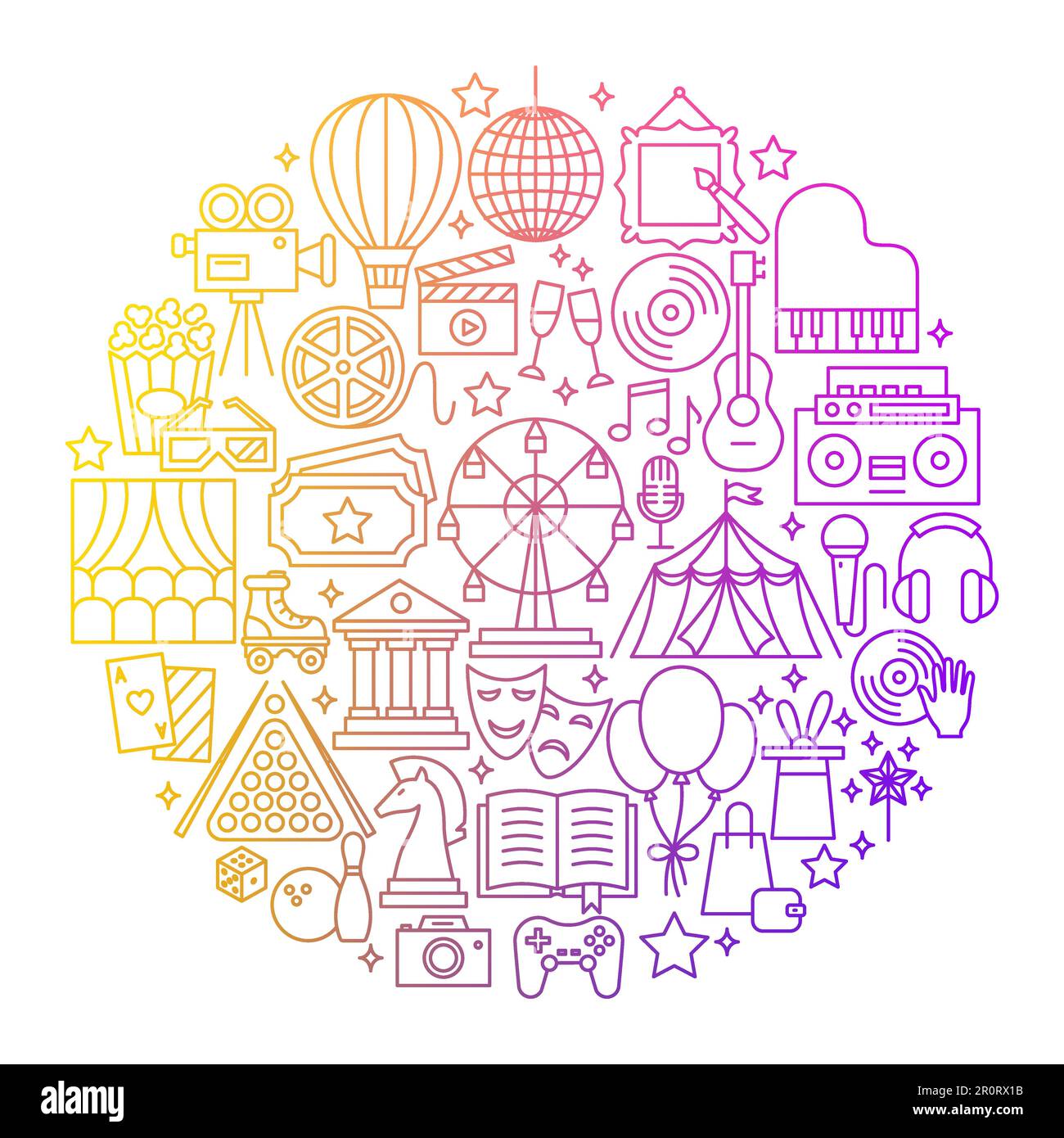 Entertainment Line Icon Circle Design Illustration de Vecteur