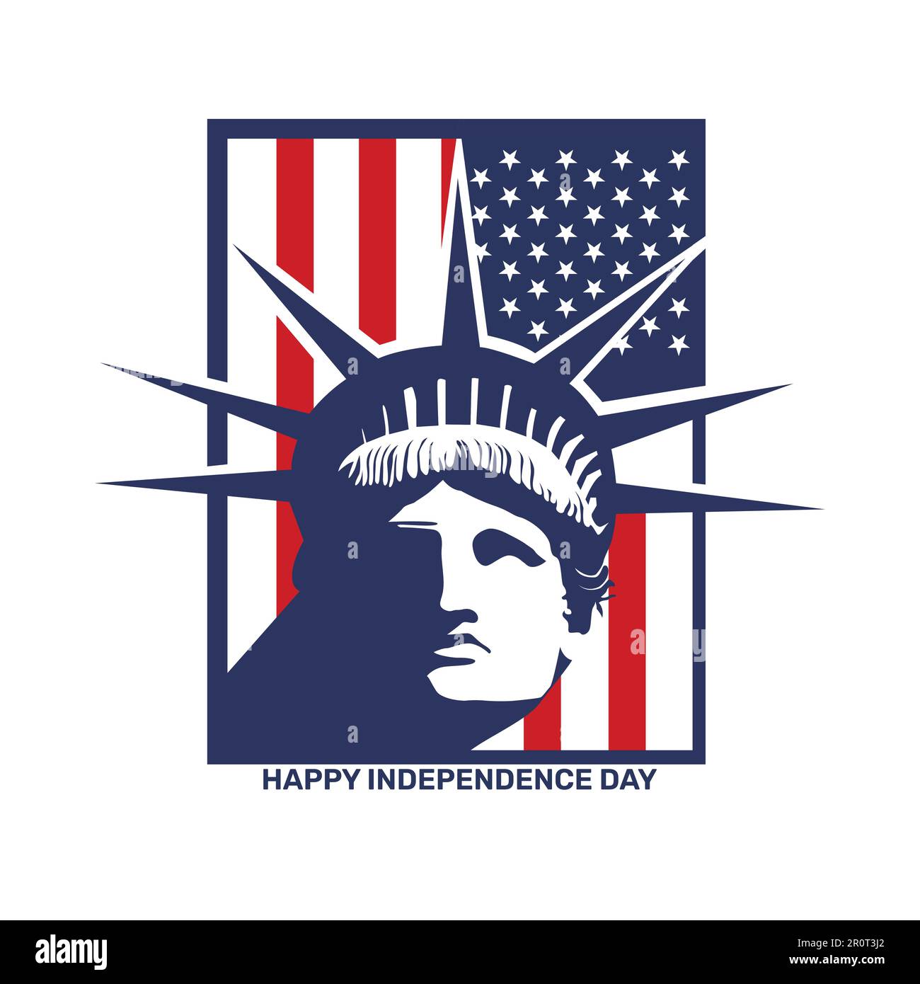 Statue de la liberté avec drapeau américain icône portrait style vecteur, USA jour de l'indépendance juillet Illustration de Vecteur