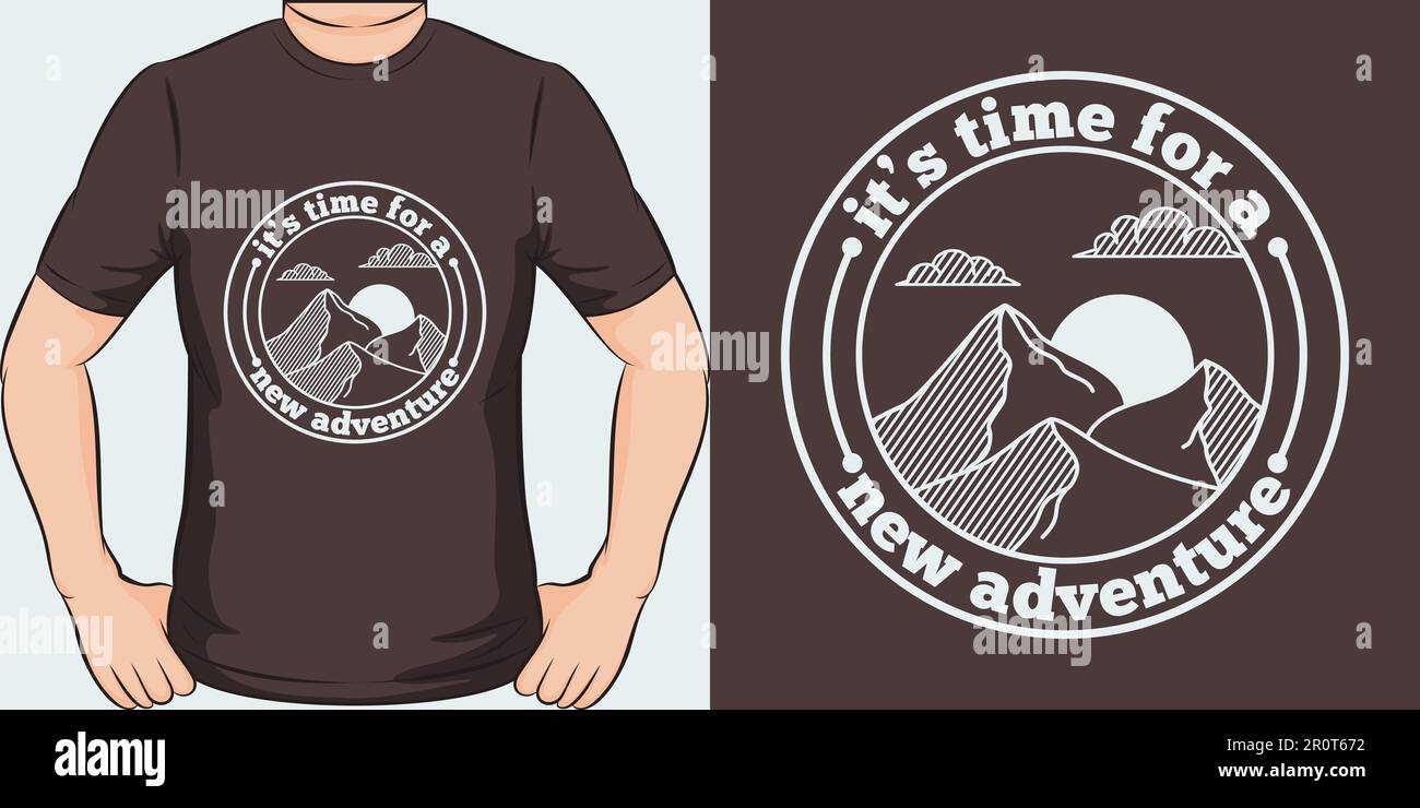 Il est temps de concevoir un nouveau tee-shirt Adventure, Adventure et Travel. Illustration de Vecteur