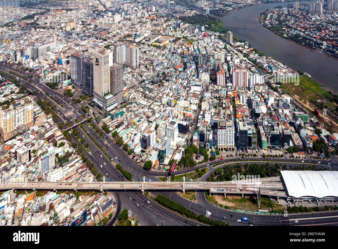 Vue aérienne depuis la terrasse d'observation Landmark 81, Ho Chi Minh ville, Vietnam Banque D'Images