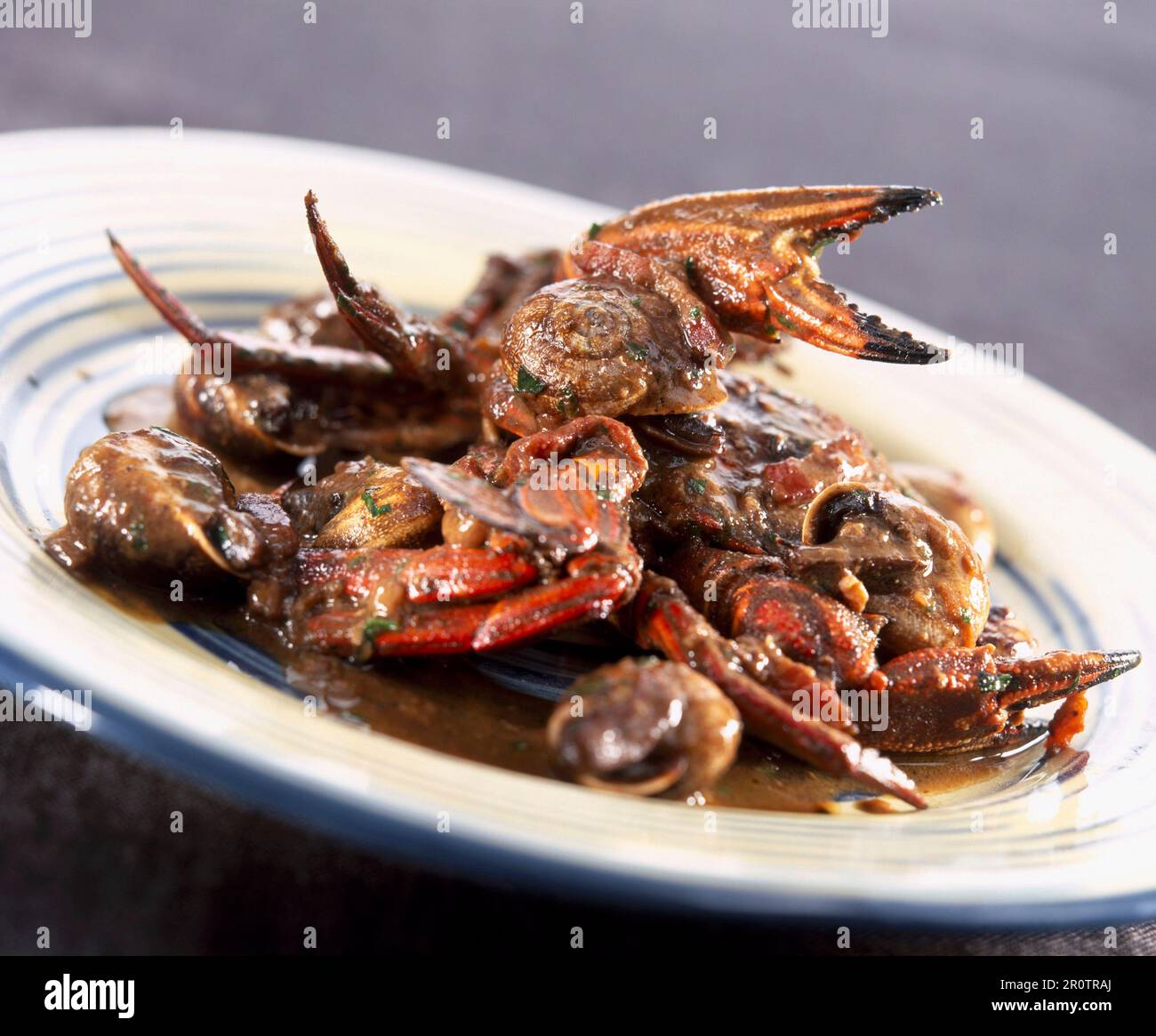 Escargots avec crabes Banque D'Images