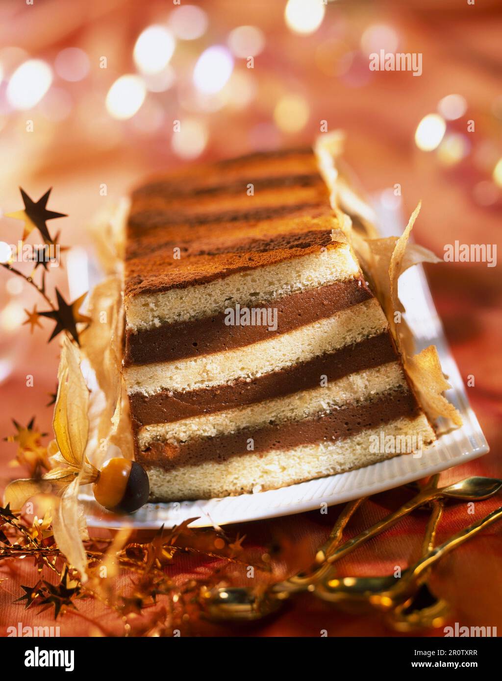 Praline et chocolat Cointreau log cake Banque D'Images