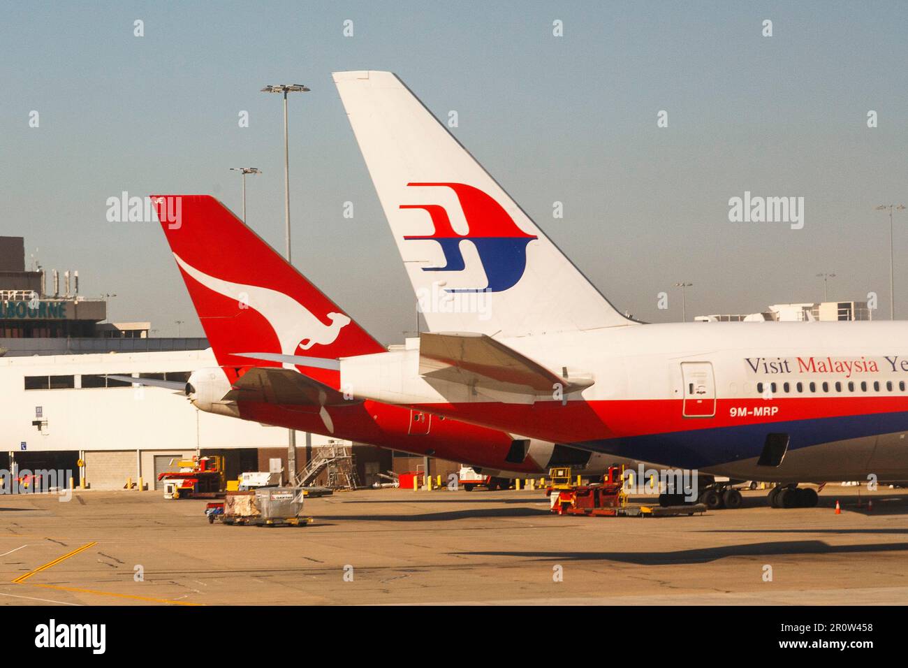 Queues d'avion à l'aéroport de Melbourne Banque D'Images