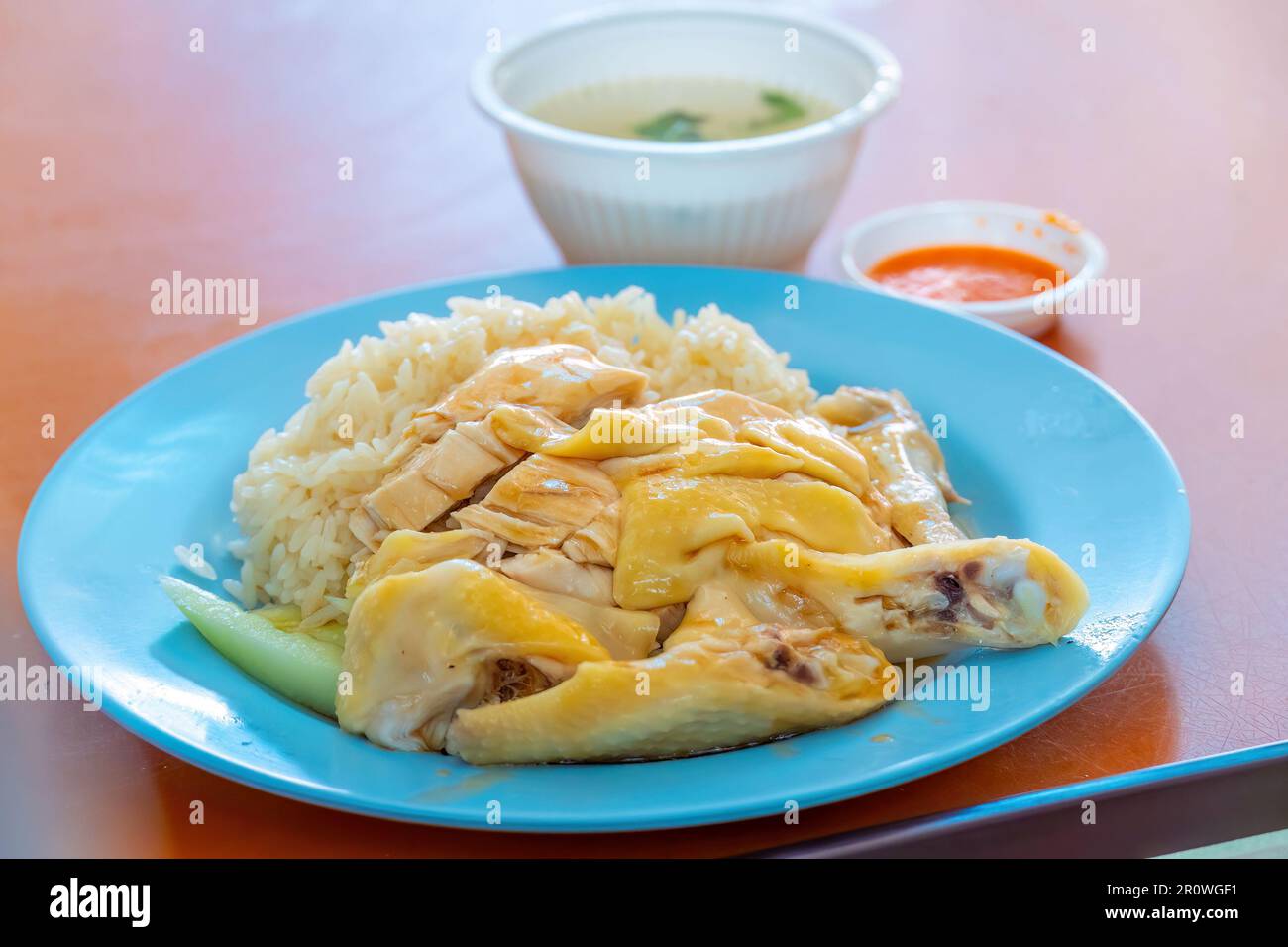Riz au poulet Hainanese, célèbre cuisine de singapour Banque D'Images